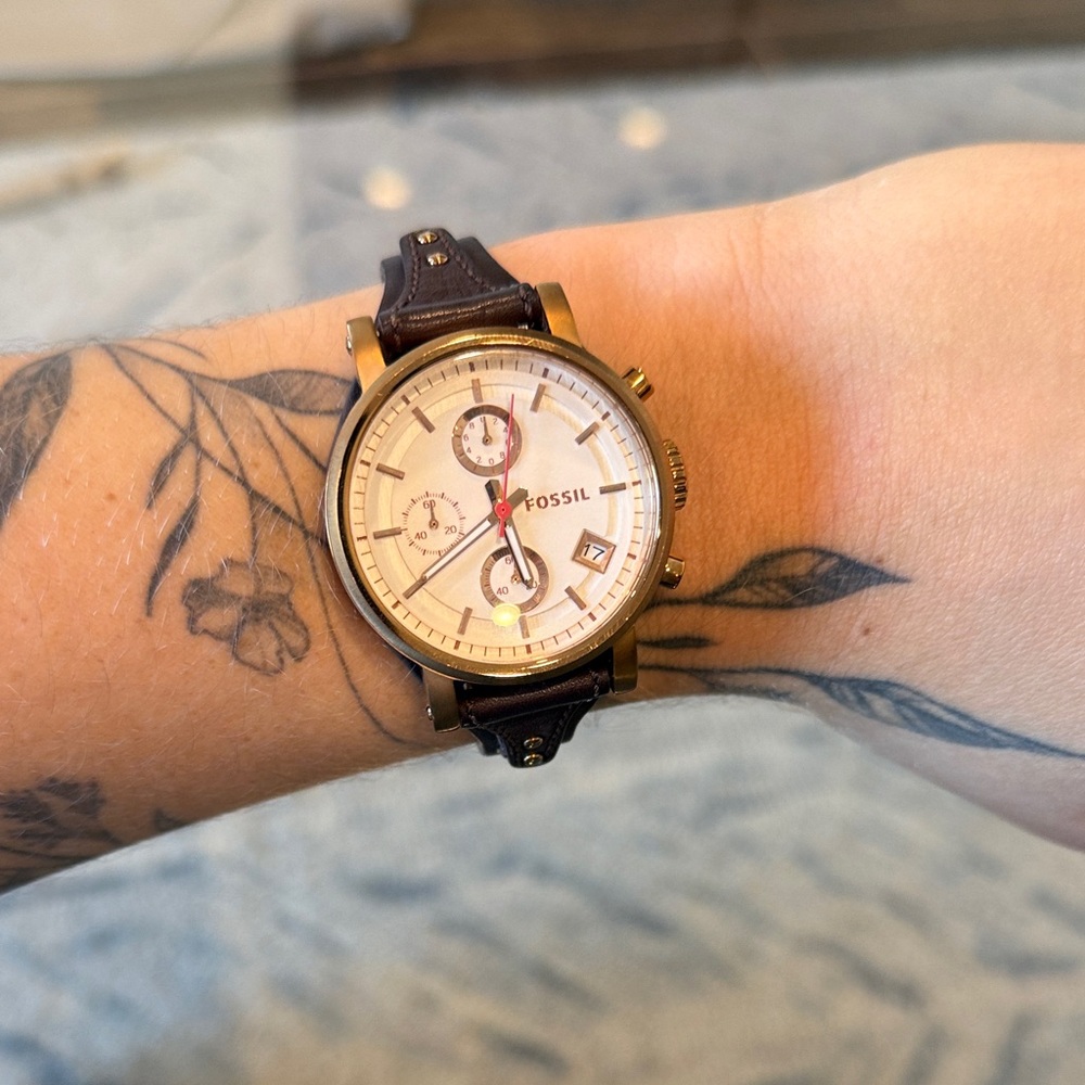 Fossil original boyfriend chronograph leather watch